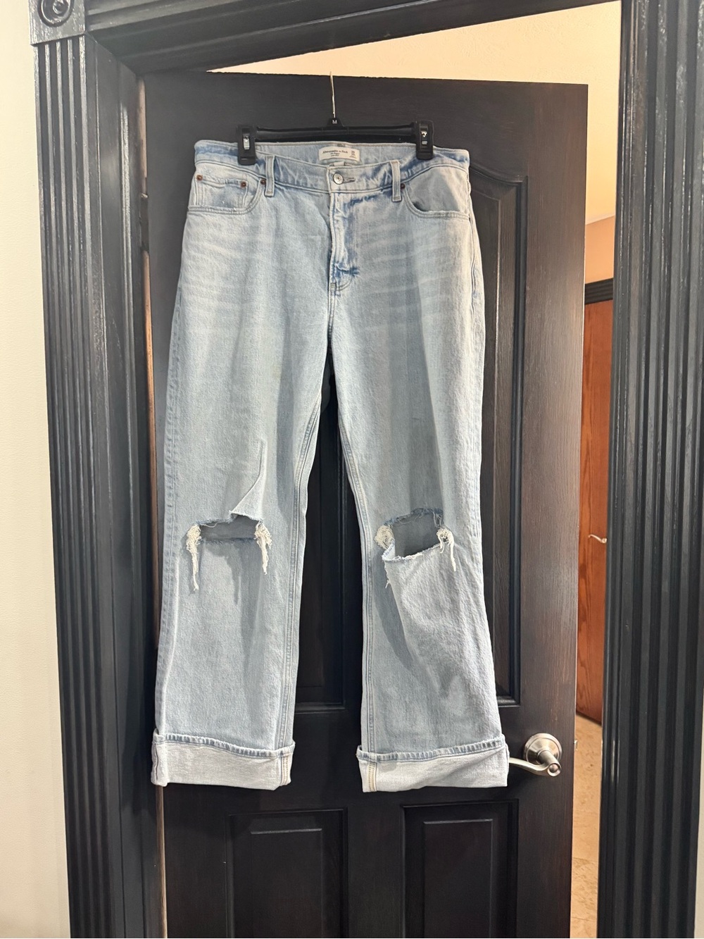 Abercrombie & Fitch Light Wash Distressed Boyfriend Jeans